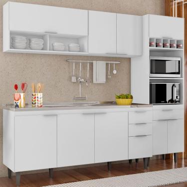Imagem de Armário De Cozinha Cp02 Com Pia 180cm Pérola Z34 Branco - Mpozenato