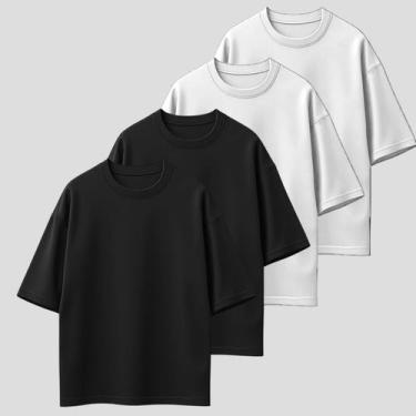 Imagem de Kit 4 Camiseta Oversized Blusão Gola Alta Tecido Grosso Malhão Premium