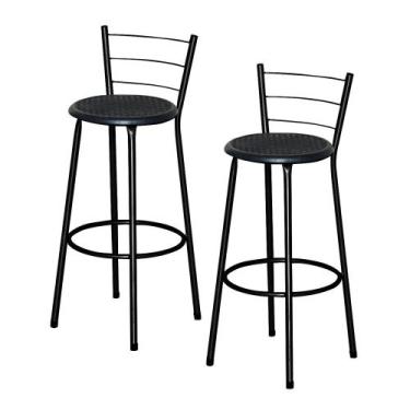 Imagem de Kit 2 Banquetas Alta Para Cozinha Balcão Epoxi Preta Cristal - Laumar,