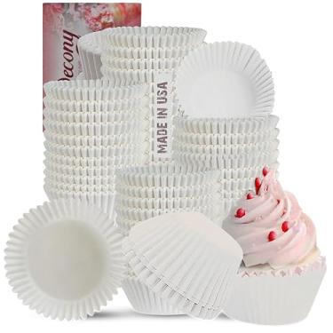 Imagem de Forros de papel para cupcake tamanho padrão branco para assar - 5 cm x 3 cm = 11 cm -1 1/4 = 11,5 cm -APX. Pacote com 2 500 = 1000