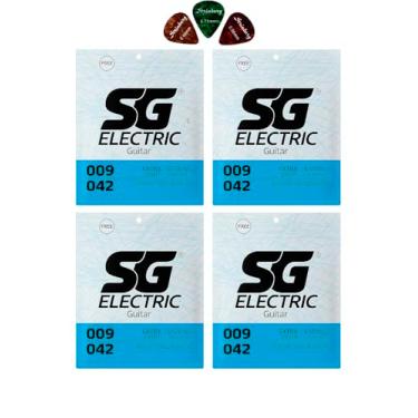 Imagem de Kit 4 Sg Encordoamento Guitarra .009 Extra Leve Níquel Jogo