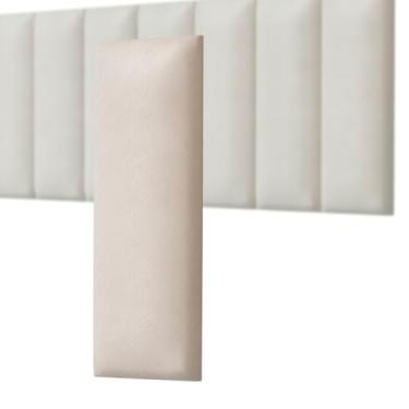 Imagem de Cabeceira Cama Casal Queen 16 módulos Auto Adesivos(Kit Suede Bege Claro)