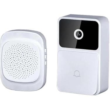 Imagem de Campainha Inteligente Wi-Fi com Câmera, Áudio Bidirecional, Visão Noturna, Monitor Via App, Bateria 800mAh, Branco
