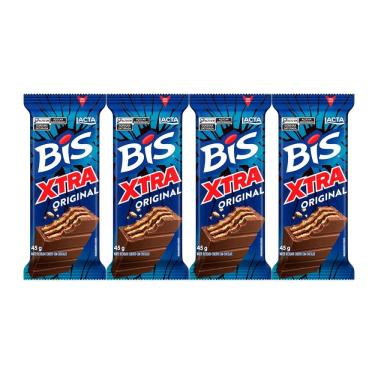 Imagem de Kit 4 Chocolate Bis Lacta Xtra com 45g