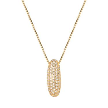 Imagem de Mint & Lily Colar feminino com inicial de ouro Pave Bubble – banhado a ouro 18K sobre latão com corrente delicada, presente para mulheres, Latão, Sem Pedra Preciosa