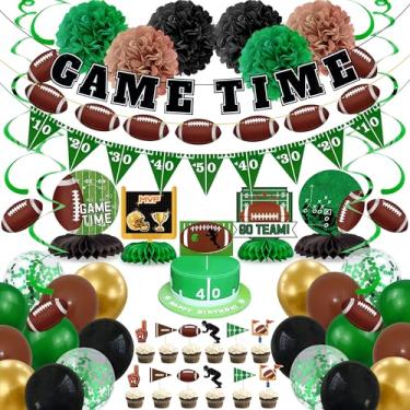 Imagem de HAVAGDTM 52 Pcs Conjunto De Suprimentos Para Festa De Futebol Decorações De Futebol Com Balões Pompons De Papel Toppers De Bolo Bandeiras Triangulares Banner Pendurado Decoração Em Redemoinho E Favo