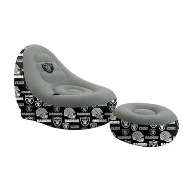 Imagem de Proformance Home NFL Las Vegas Raiders Tonal Logo Repeat Trim Cadeira inflável e otomano