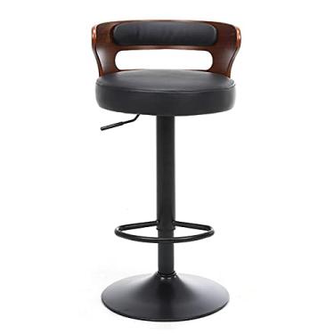 Imagem de Cadeira de bar de couro PU fosco cadeira de bar sala de estar móveis de cozinha encosto alto banco de bar europeu bar giratório levantamento bar bar bancos ajustáveis (cor: E)