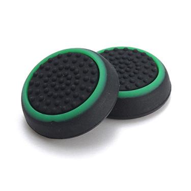 Imagem de Tampa de silicone com aderência para polegar e palito para controle de jogos PS4 Xbox One PS3 Xbox 360 PS2, Black w/ Green