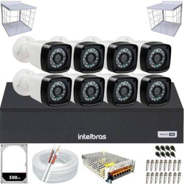 Imagem de Kit 8 Câmeras Full Hd 1080p Dvr Intelbras 8 Canais Hd 500gb Grade de p