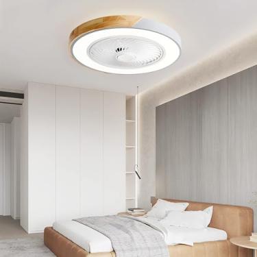 Imagem de Ventiladores de teto com luzes e controle remoto silencioso LED Ventilador de teto regulável com iluminação 5 lâminas DC reversível ventilador lustre luz de teto disponível no inverno verão