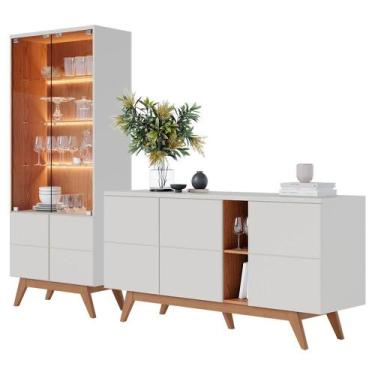 Imagem de Cristaleira e Balcão Buffet Noronha Colibri, Off White Matte Freijo