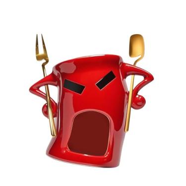 Imagem de FytStycale Caneca de cerâmica para fondue de chocolate, mini caneca divertida para cozinhar queijo, copo de derretimento pessoal, copo de fondue para festas e, Vermelho