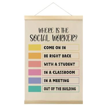 Imagem de Onde está o gancho de pôster de assistente social, decoração de porta para sala de aconselhamento escolar, decoração de escritório de assistente social para sala de aula e escritório