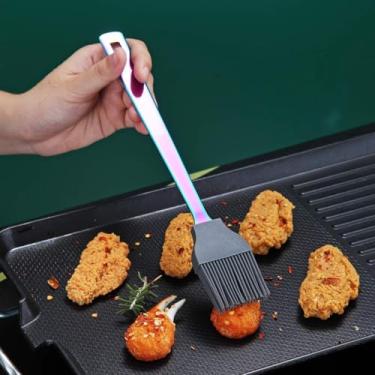 Imagem de Pincel de cozinha de aço inoxidável para cozinhar com revestimento de ouro rosa de titânio, pincel de molho, pincel de pastelaria, lavável na lava-louças