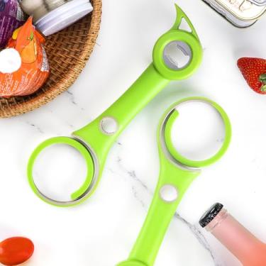 Imagem de Abridor de garrafa e frasco 6 em 1 para idosos | Abridor de latas de fácil aderência com protetor de bebida, presente para mãos fracas, idosos e artrite