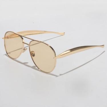 Imagem de Óculos de sol aviador grandes para mulheres e homens, óculos de sol aviadores dourados anos 70 retrô de metal, Ouro - champanhe, Oversized
