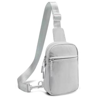 Imagem de Bolsa transversal para mulheres e homens – Suporte de telefone leve, mãos livres, corrida, fitness, viagem, atividades ao ar livre, Cinza, Bolsa transversal leve para mulheres e homens