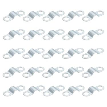 Imagem de Alça de tubo rígido de 25 peças para encaixe M3.5 (1/17.8 cm) OD de tubo, braçadeira de tubo de tensão de aço carbono com 2 furos, clipe de tubo de suporte em U para fixação de tubos ou cabos, prata