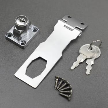 Imagem de Trava de ferrolho com chave, botão giratório de 10 cm, trava de segurança de aço inoxidável para gaveta, armários, portas, prata