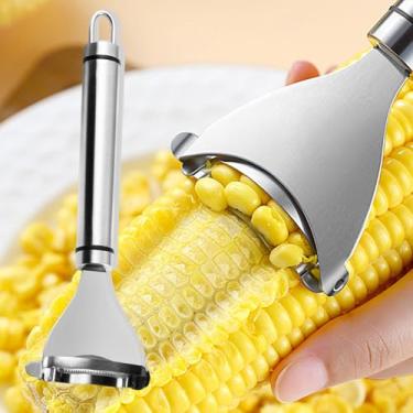 Imagem de Ferramenta manual de decapador de milho, removedor de milho, cortador de espiga de milho, acessório de cozinha fácil de preparar, para esposa, mãe, prateado, 1 peça (F)