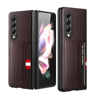 Imagem de Capa fina de couro fosco para Samsung Galaxy Z Fold 5 3 4 Fold4 Fold2 Fold5 Fold3 Fold 2 5G Bolsa para celular com bolso para cartão, marrom, para Samsung Z Fold 3