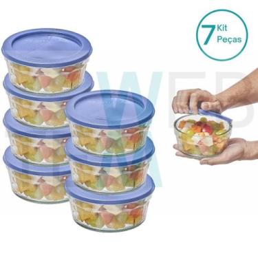 Imagem de Kit 7 Potes Tigela de Vidro com Tampa Plástica Laguna 750ml Vitazza:Pa