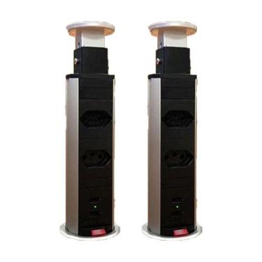 Imagem de Kit 2 Torres de Tomada Multiplug 2 Tomadas e 2 USB Bivolt, Bivolt, Cin