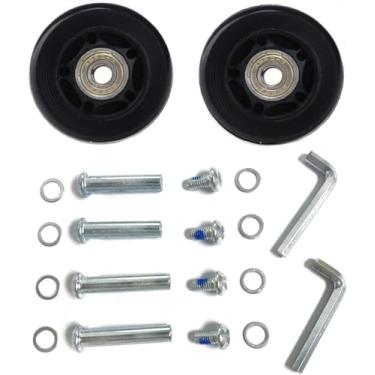 Imagem de LOTOWELZON 2 peças de rodas de substituição de mala de bagagem, 64 x 18 mm rodas de skate em linha de borracha com kits de reparo de rolamentos ABEC-7 608ZZ de 8 mm (preto, OD64xW18mm/6.4 cm x 1.8 cm)