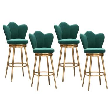 Imagem de Banquetas de barra de altura de balcão com encosto baixo conjunto de 4 - giratório s moderno com pernas de metal dourado e apoio para os pés para jantar na ilha, altura do assento 75 cm, preto