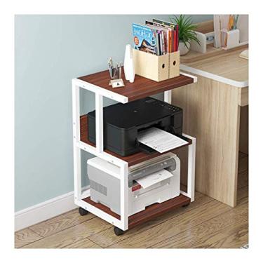 Imagem de YWangQiang Suporte de impressora 3 prateleiras suporte de impressora móvel organizador de papel impressora 3D carrinho de mídia rack de impressora com 4 rodas giratórias (cor: preto-a) (