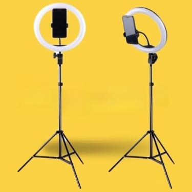 Imagem de Ring Light LED 8 10 12 18 Polegadas com Tripé e Suporte para Celular – Luz Ajustável para Fotografia e Vídeo (8 polegadas)