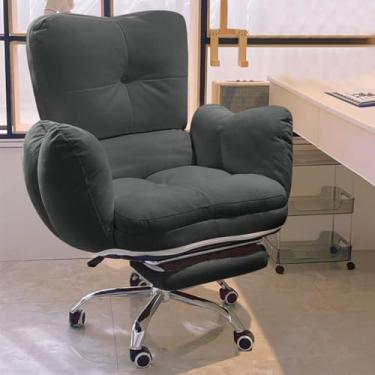 Imagem de LULUMAIC Cadeira de escritório ergonômica bege, cadeira de escritório reclinável de encosto alto com ajuste de encosto, cadeira executiva, sofá preguiçoso, cadeira de computador para casa, cadeira de