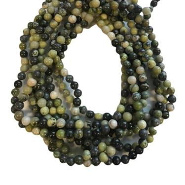 Imagem de Lady Works Fio de pedra natural turquesa amarela africana de 33 cm, contas lisas redondas de 6 mm para fazer joias DIY | Beads_00402