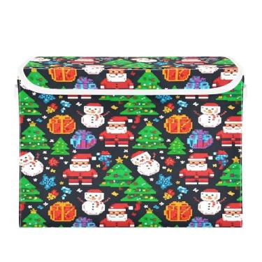 Imagem de SEHANY Cestas de armazenamento de Papai Noel de Natal com tampas, organizador de caixas de armazenamento de tecido para armário de roupas, cobertor de escritório, berçário, 42 x 32 x 30 cm