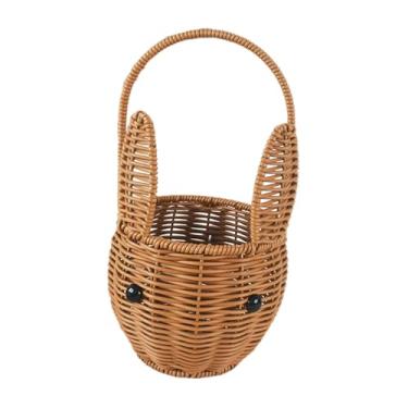 Imagem de SiaBiced Cesto de armazenamento portátil, organizador de lanches, imitação de rattan, multiuso, com alça, ideal para armários e restaurantes, S