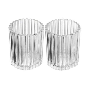 Imagem de Conjunto 2 Porta Velas Lines 8cm x 8cm x 10cm Vidro – Wolff