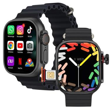 Imagem de Relógio Smartwatch HW Ultra 2 Call 4G e 5G Chip Nano WiFi Preto-Unissex