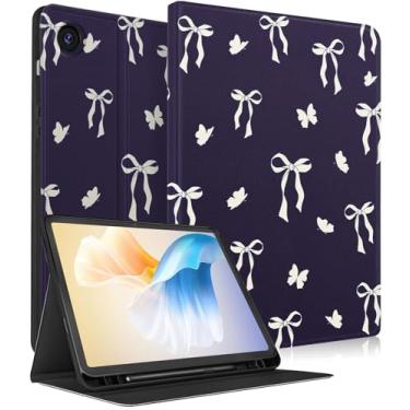 Imagem de Wazzasoft Capa para Samsung Galaxy Tab A9+ – Capa fólio inteligente com porta-lápis embutido, design bonito para tablet Samsung A9 Plus, capa de 11 polegadas (SM-X210/X216/X218) capa, laço e borboleta