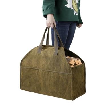 Imagem de Suporte para Armazenamento de Logs Portador Bolsa Madeira Fogo Tote Organizador Portátil Capacidade Grande Prático Versátil Materiais Premium Resistente a Desgaste Arranhões e Manchas Alça Confortável