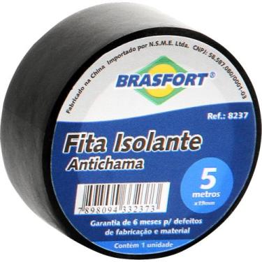 Imagem de Fita Isolante Anti-chama Preta 5 Mts Brasfort - 10 Unidades