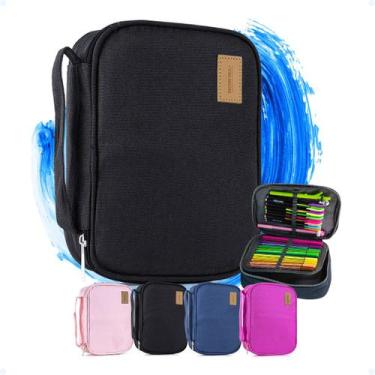 Imagem de Estojo Grande Box Jumbo Escolar Com Divisórias Para Canetas - Hxt, Pre