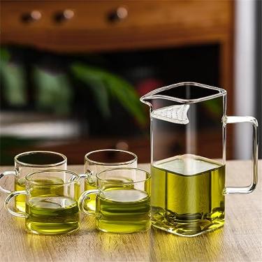 Imagem de Coador de chá de vidro espesso transparente para sala de estar e escritório em casa, dispensador de chá, bule de chá, cafeteira (Argento 1 conjunto)