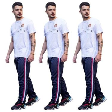 Imagem de 3 Calça Masc Tactel Agasalho Inverno Esportiva 073 - J94, 3 azul, Mari