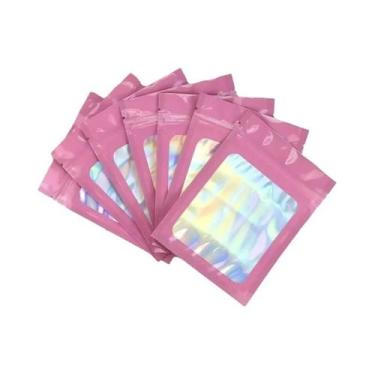 Imagem de Sacos Plásticos Iridescentes Com Fecho Zip 10-100 Peças Para Cosmético