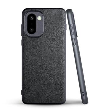 Imagem de AIORIA Capa para celular Oneplus 15R, capa de couro PU premium com design retrô de negócios, capa protetora completa para smartphone Oneplus 15R (preto)