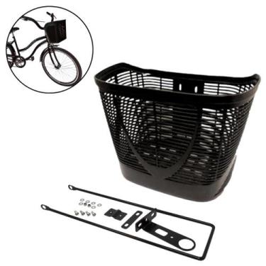 Imagem de Cesta Cestinha de Plástico para Bicicleta Bike Aro 20 e 26 Grande Pret