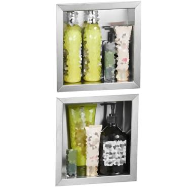 Imagem de Nicho de chuveiro de aço inoxidável embutido, suportes de papel higiênico de metal, armário de parede de armazenamento de prata pode ser colocado horizontalmente para cozinha de hotel (18 x 20 x 8 cm