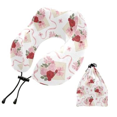 Imagem de Burbuja Almofada de pescoço com carta de amor para viagem, almofada de viagem de espuma viscoelástica para suporte de cabeça de carro de avião dormindo, lavável na máquina e portátil