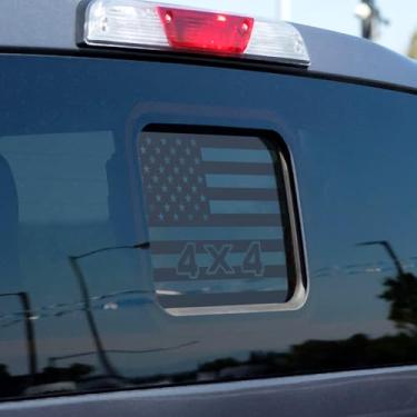 Imagem de smnuxwm Adesivo de vinil com bandeira americana para Ford Ranger 2018 2019 2020 2021 2022 2023 2024 2025 4X4 caminhonete traseira centro janela deslizante vidro bandeira dos EUA adesivo de vinil